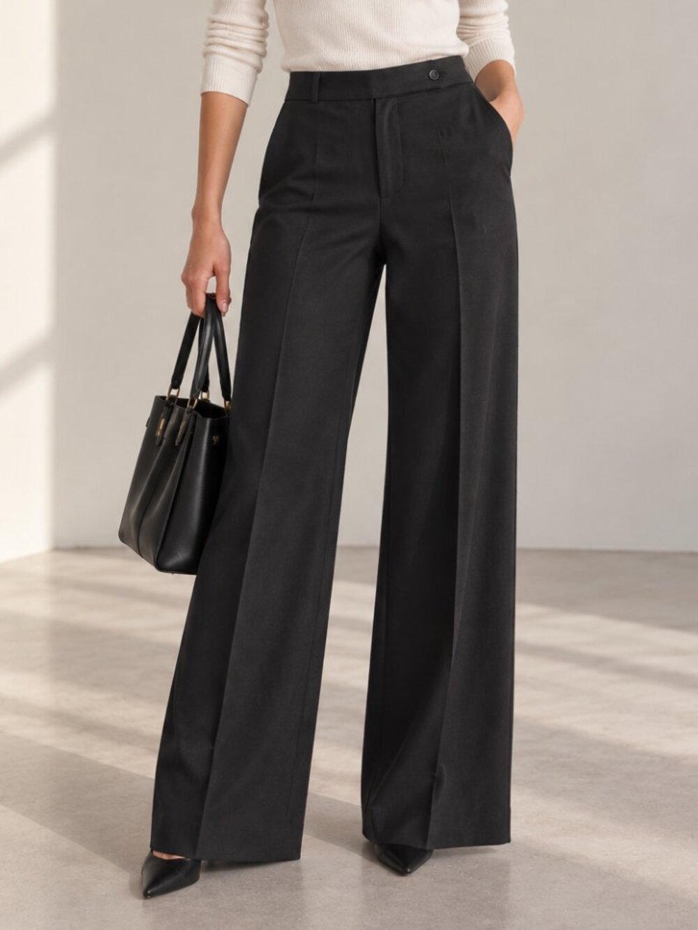 Melanie Lyne Womens Size 6 Black Wide Leg Dress Pants Stretch Trouser Workwear